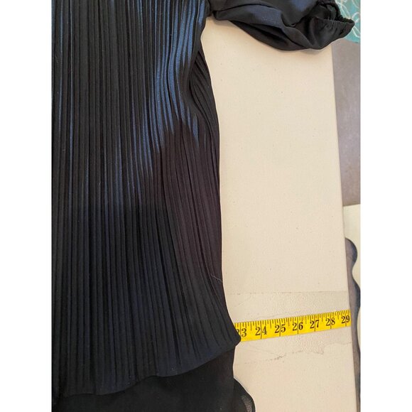Sandi Dee Black Pleated Dress Tiered Ruffle Hem 3/4 Sleeves 16W - Picture 8 of 9